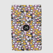 猫顔ドードルフェネペットモノグラムパターン ゴルフタオル (正面)