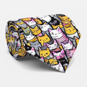 猫顔ドードルフェネペット猫ちゃんモノグラム ネクタイ (ロール)
