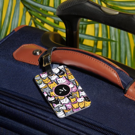 猫顔ドードルフェネペット猫ちゃんモノグラム ラゲッジタグ (正面インサイチュ1)