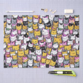 猫顔ドードルプリントコラージュかわいい猫ちゃん猫 薄葉紙 (クラフト)