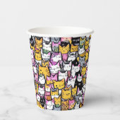 猫顔ドードルプリントパターン猫ちゃん猫ペット 紙コップ (裏面)