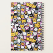 猫顔ドードル柄ネコのペットのモノグラムおもしろい プランナー手帳 (裏面)