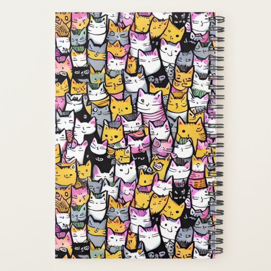 猫顔ドードル柄ネコのペットのモノグラムおもしろい プランナー手帳 (裏面)