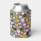 猫顔ドードル漫画プリントパタン猫ペット 缶クーラー (缶正面)