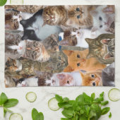 猫顔パターン キッチンタオル (折り畳み)