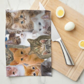 猫顔パターン キッチンタオル (四つ折り)