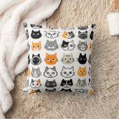猫顔パターン |クールキティ猫好き クッション (ブランケット)