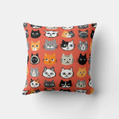 猫顔パターン |クールキティ猫好き クッション (裏面)