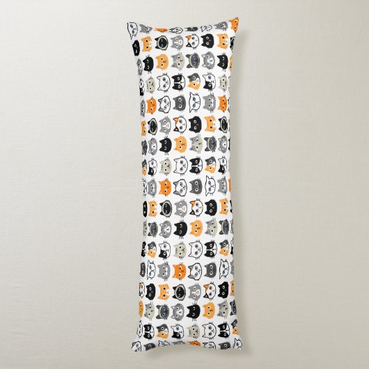 猫顔パターン |クールキティ猫好き ボディピロー (裏面 (縦))