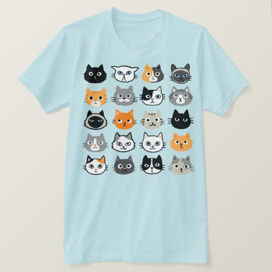猫顔パターン |クールキティ猫好き Tシャツ (デザイン正面)
