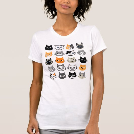 猫顔パターン | 猫クール猫好きTシャツ Tシャツ (正面)