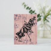 猫顔パラソルスアンブレラインクアートスケッチ ポストカード (スタンド正面)