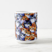 猫顔プリントコラージシームレスパターンペット コーヒーマグカップ (中央)