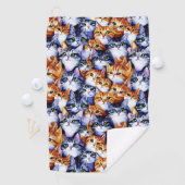 猫顔プリント漫画コラージュ模様ペット ゴルフタオル (インサイチュ)