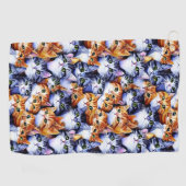 猫顔プリント漫画コラージュ模様ペット ゴルフタオル (横)