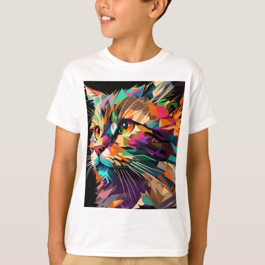猫顔ポップ・アートの術 Tシャツ (正面)