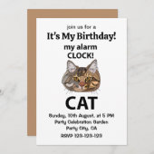 猫顔マイアラーム時計タビーキャット誕生日 招待状 (正面/裏面)