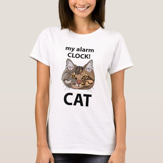 猫顔マイアラーム時計タビーキャット Tシャツ (正面)