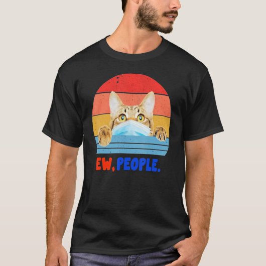 猫顔マスク新しい人々ヴィンタグ Tシャツ (正面)