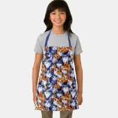 猫顔漫画プリントコラージュ灰色ジンジャーキットン エプロン (インサイチュ)