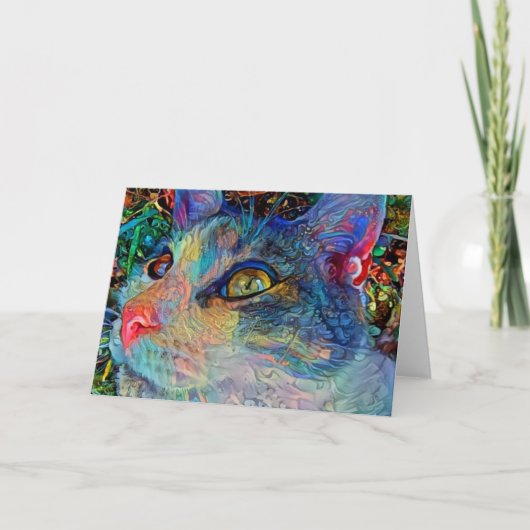 猫顔絵を描1アートノートカード カード (正面)