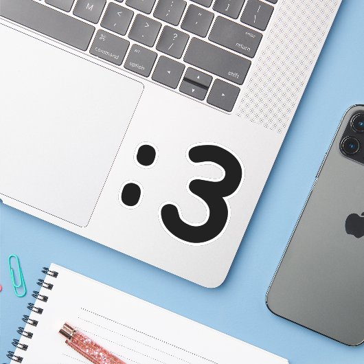 猫顔絵文字：3 シール (ノートパソコンとiPhone)