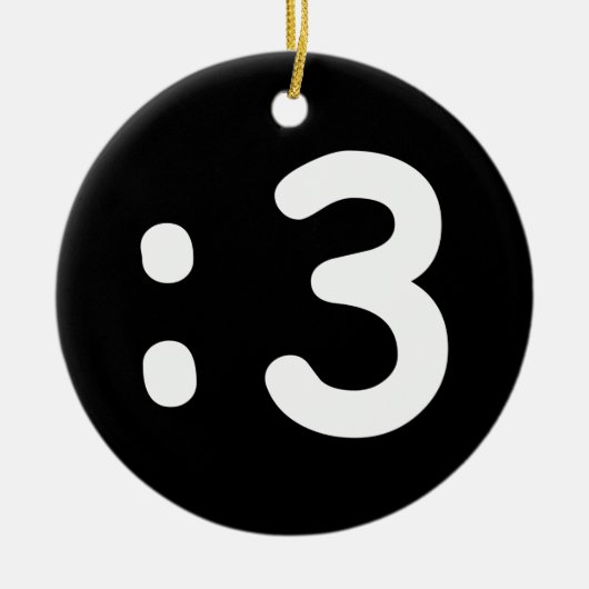 猫顔絵文字:3 セラミックオーナメント (正面)