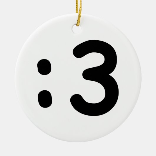 猫顔絵文字:3 セラミックオーナメント (正面)