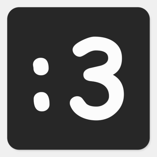 猫顔絵文字:3 Squareステッカー スクエアシール (正面)