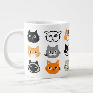 猫顔  かわいく、おもしろいいらいらした猫たち ジャンボコーヒーマグカップ