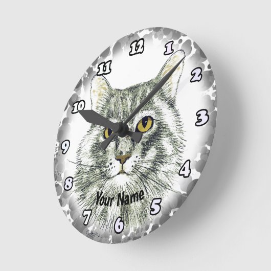猫顔 ラウンド壁時計 (傾斜)