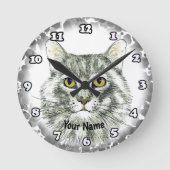 猫顔 ラウンド壁時計 (正面)