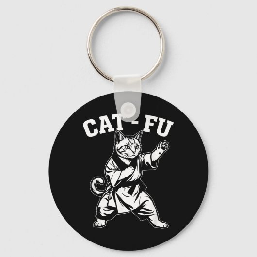 猫風クンフー 猫 武道 キティ レトロ 道場 キーホルダー (正面)