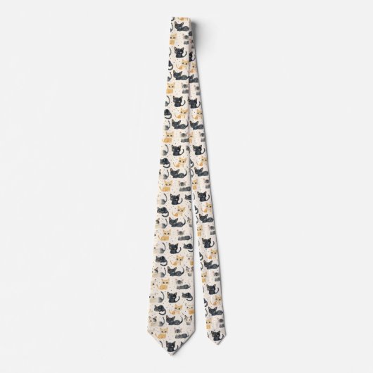 猫風変わり柄 ネクタイ (正面)