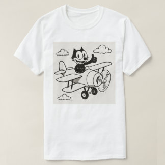 猫飛んでいる飛行機 Tシャツ