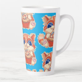 猫食べのピザカラー カフェラテマグ