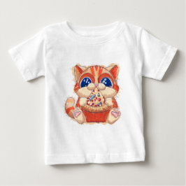 猫食べのピザカラー ベビーTシャツ