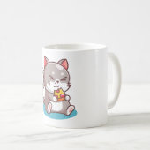 猫食べのピザ コーヒーマグカップ (正面右)