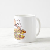 猫食べのピザ コーヒーマグカップ (正面右)