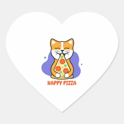 猫食べのピザ ハートシール (正面)