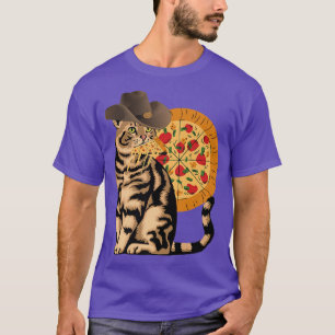猫食べのピザ Tシャツ