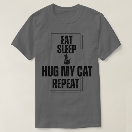 猫食べの繰り返し寝る Tシャツ (デザイン正面)
