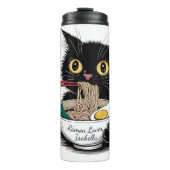 猫食べラーメンおもしろい タンブラー (正面)