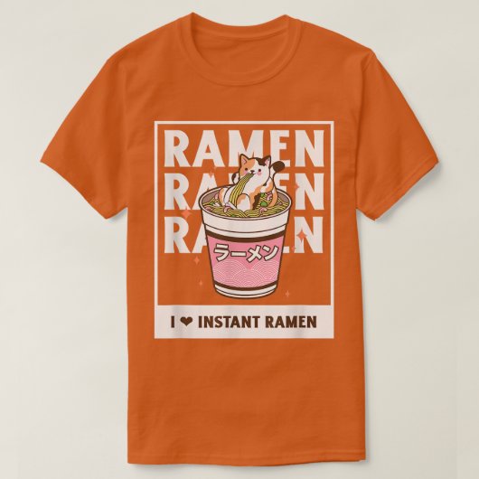猫食べラーメン日本のアニメかわいい151 Tシャツ (デザイン正面)