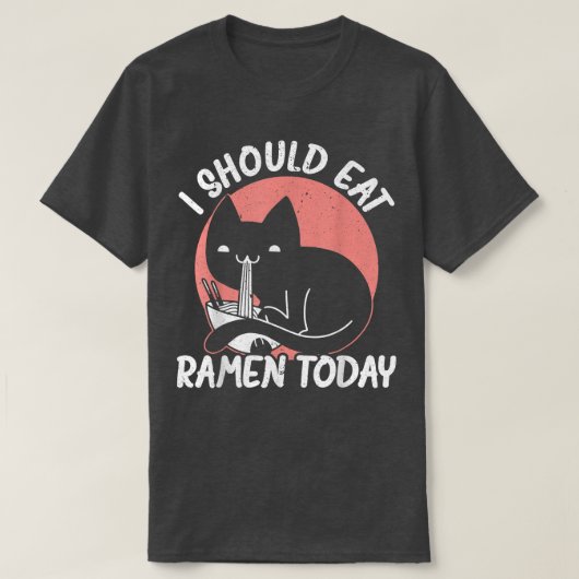 猫食べラーメン食日本の品 Tシャツ (デザイン正面)