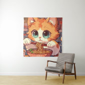 猫食べラーメン タペストリー (インサイチュ)