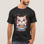 猫食べラーメン Tシャツ (正面)