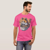 猫食べラーメン Tシャツ (正面フル)