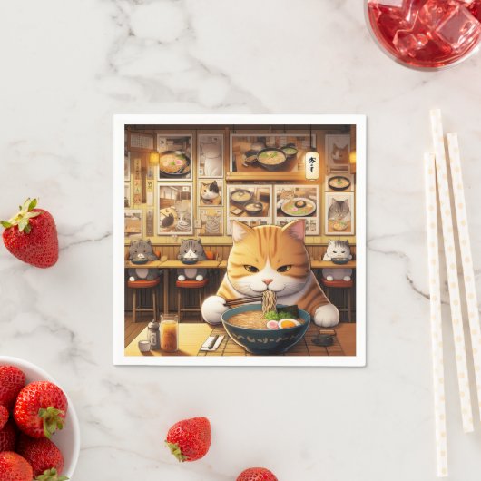 猫食べラーメンv1 スタンダードカクテルナプキン (インサイチュ)