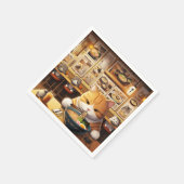 猫食べラーメンv1 スタンダードカクテルナプキン (角)